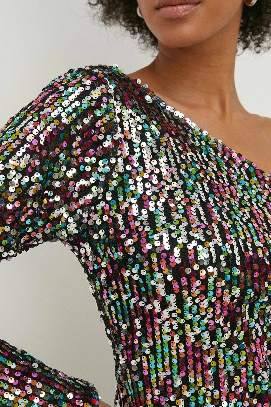 Oasis Sequin One Sleeve Top Multi Flash Sale