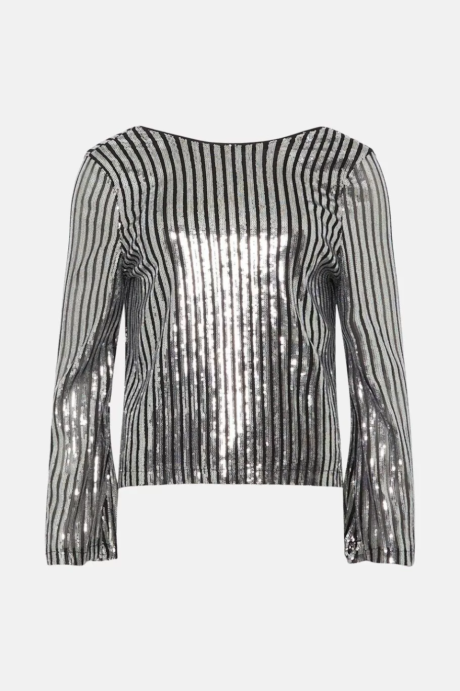 Oasis Sequin Stripe Scoop Back Top Silver Hot