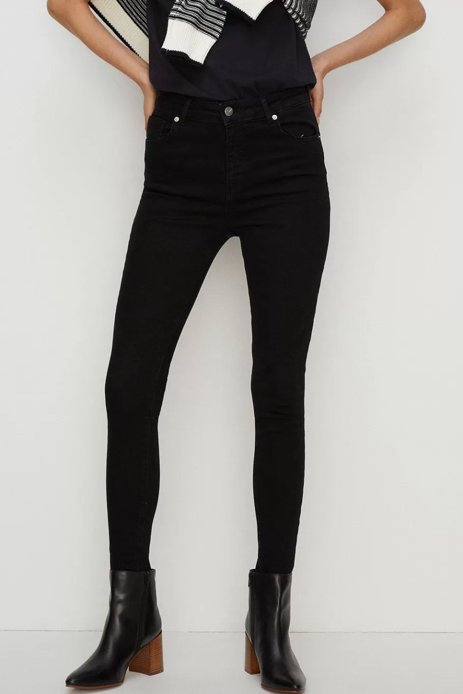 Oasis Short Organic Sculpting Skinny Jean Black New