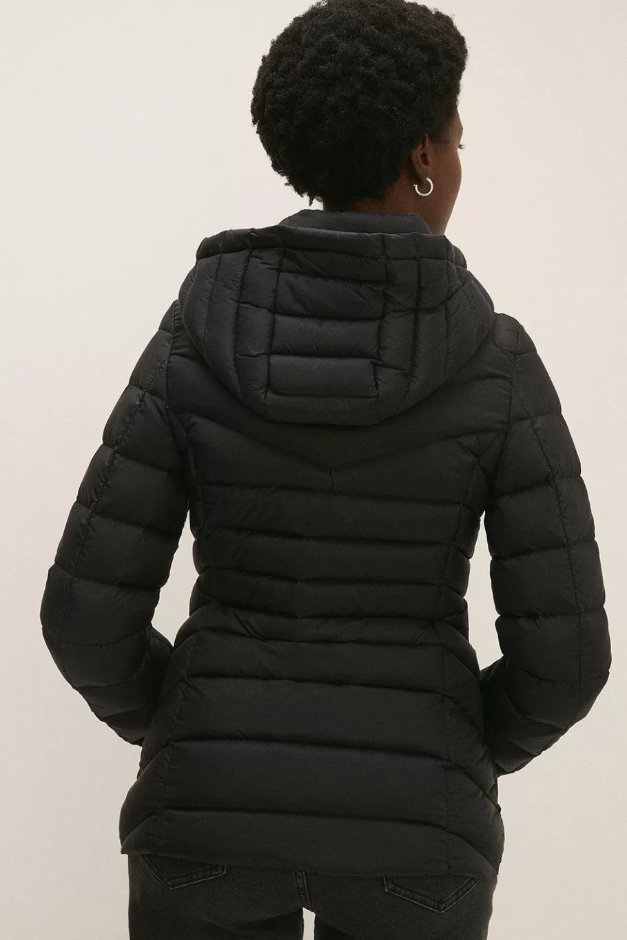 Oasis Short Padded Packable Coat Black Flash Sale