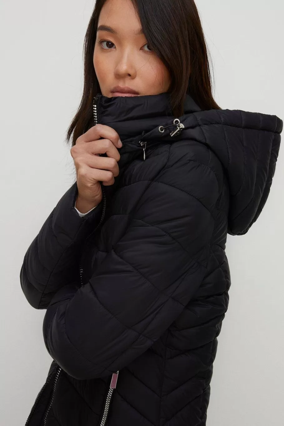 Oasis Short Padded Packable Jacket Black Shop