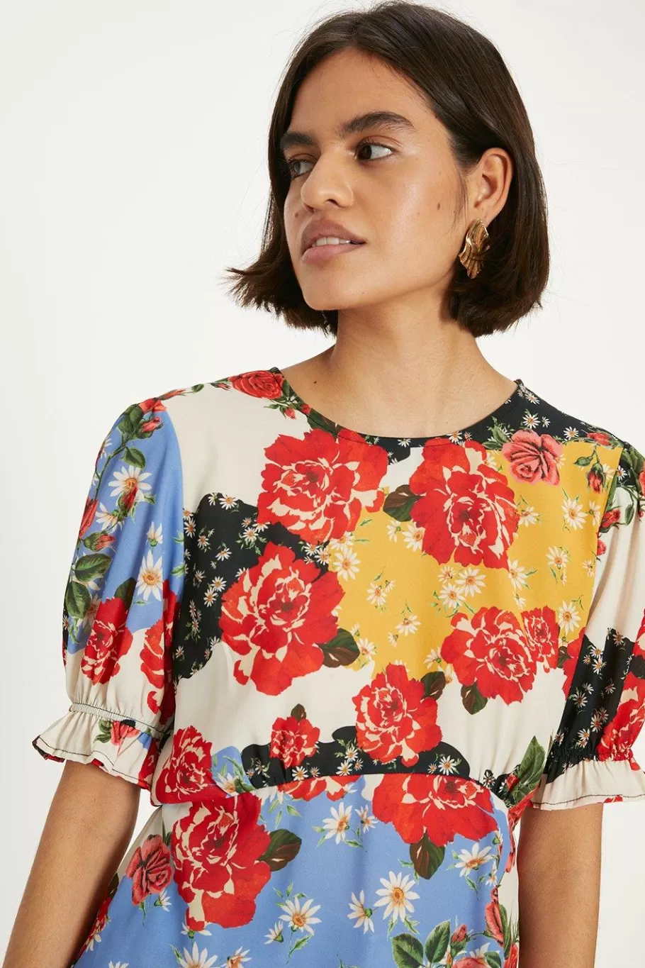 Oasis Short Sleeve Floral Print Tea Blouse Multi Outlet