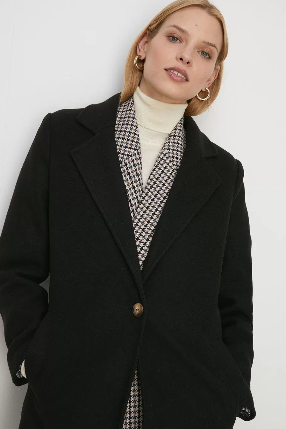 Oasis Single Breasted Relaxed Coat Black Sale