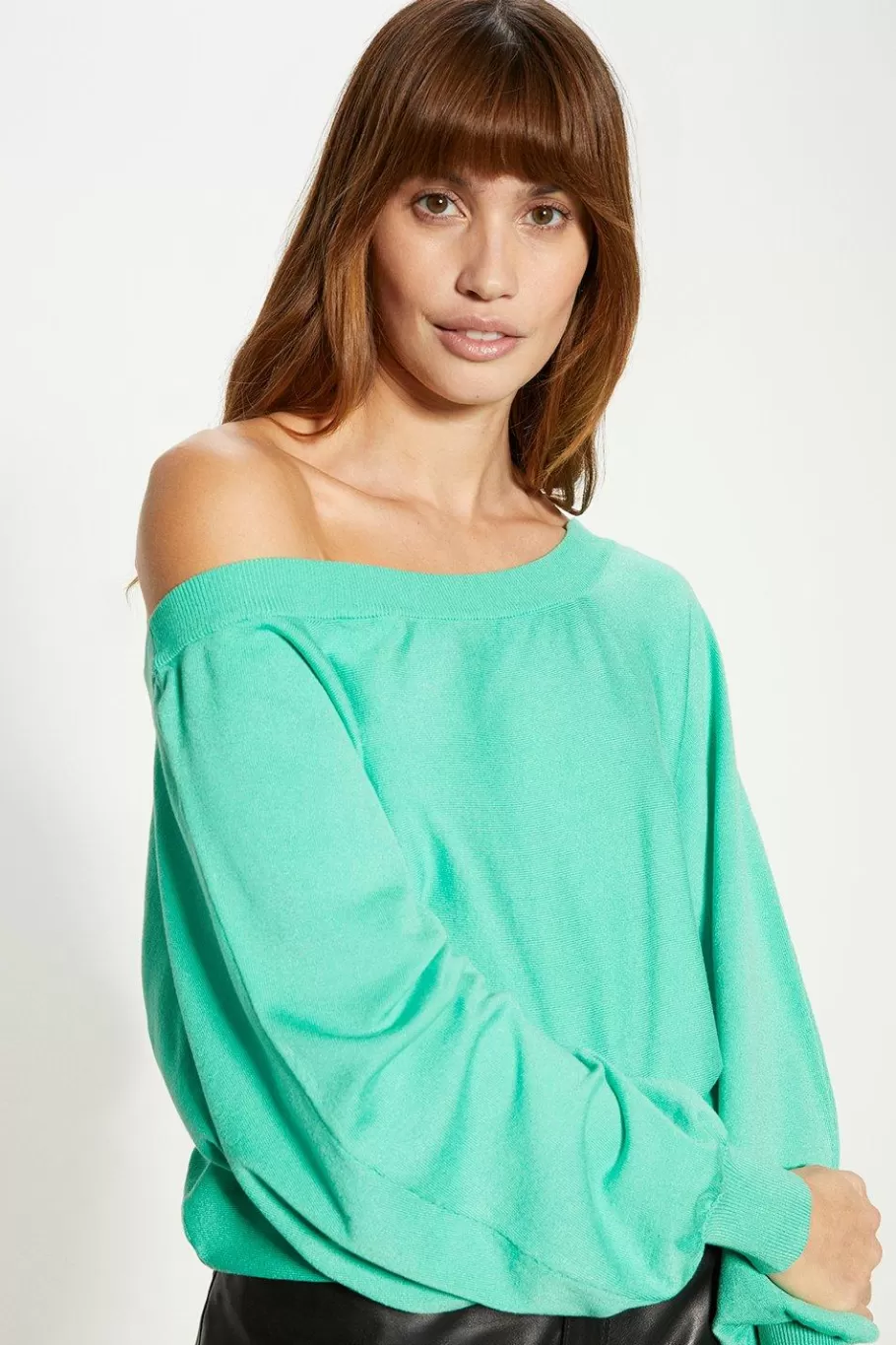 Oasis Slash Neck Slouchy Jumper Green Sale