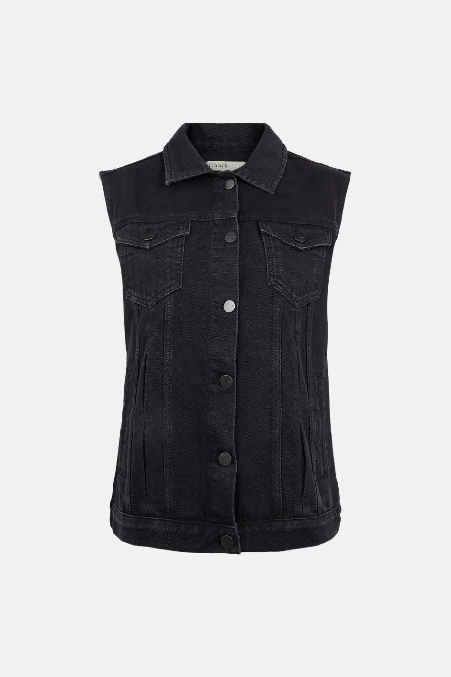 Oasis Sleeveless Denim Jacket Black Discount