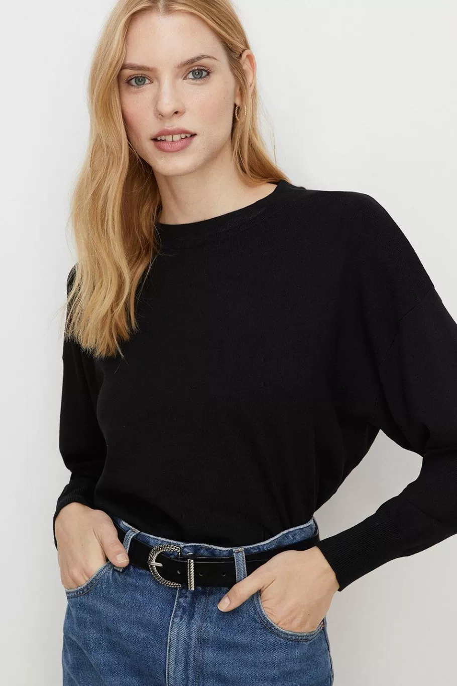 Oasis Slouchy Jumper Black Outlet