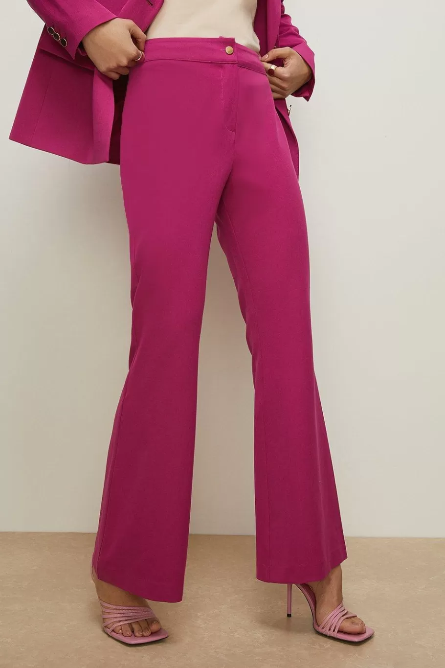 Oasis Smart Tailored Straight Leg Trouser Fuchsia Hot