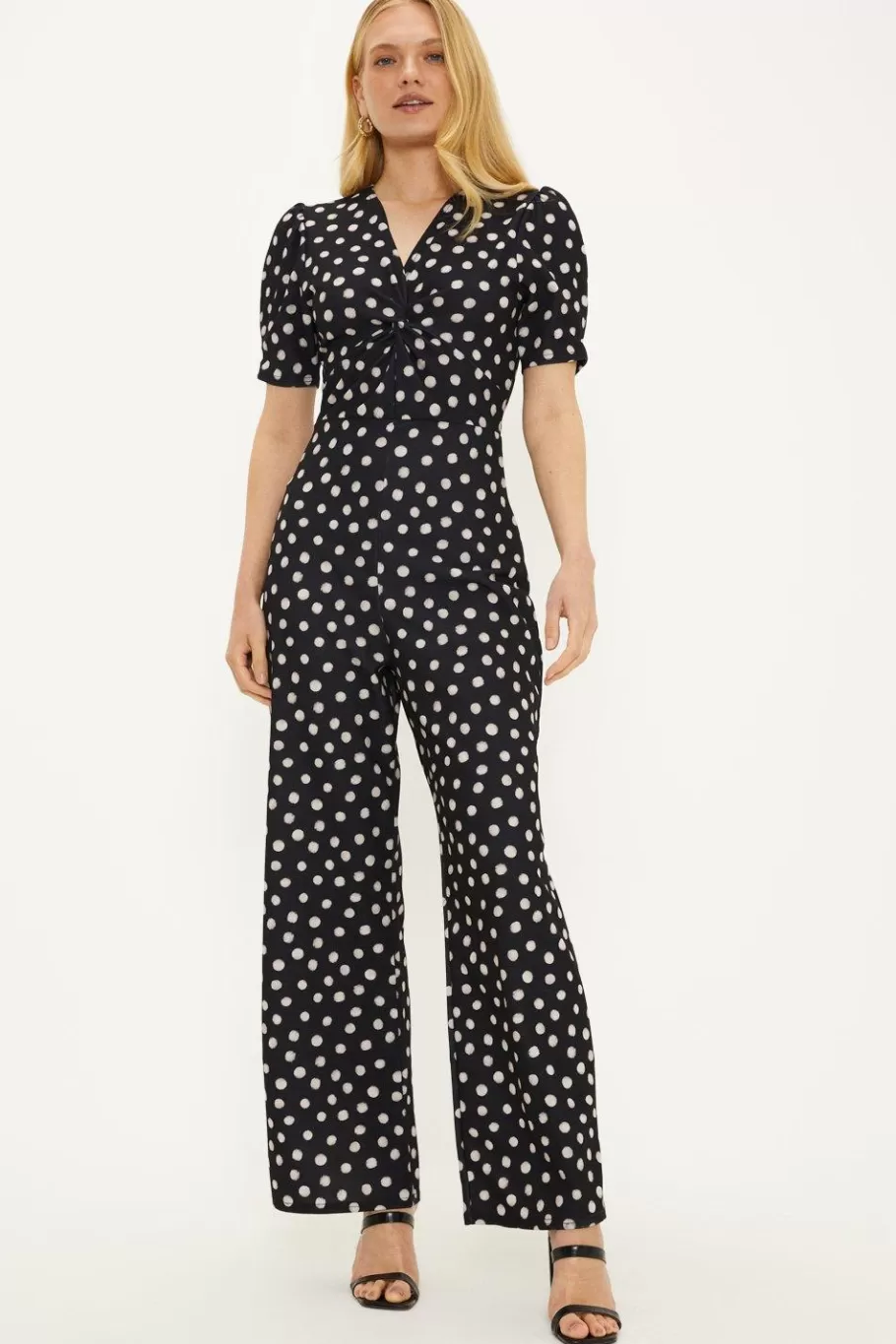 Oasis Spot Stretch Crepe Twist Front Jumpsuit Mono Sale