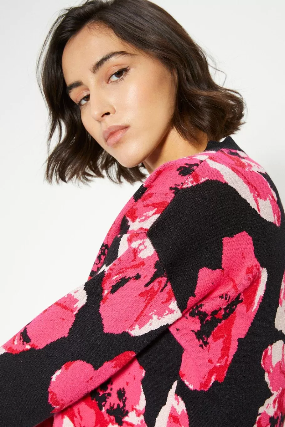 Oasis Statement Floral Jacquard Jumper Black Hot