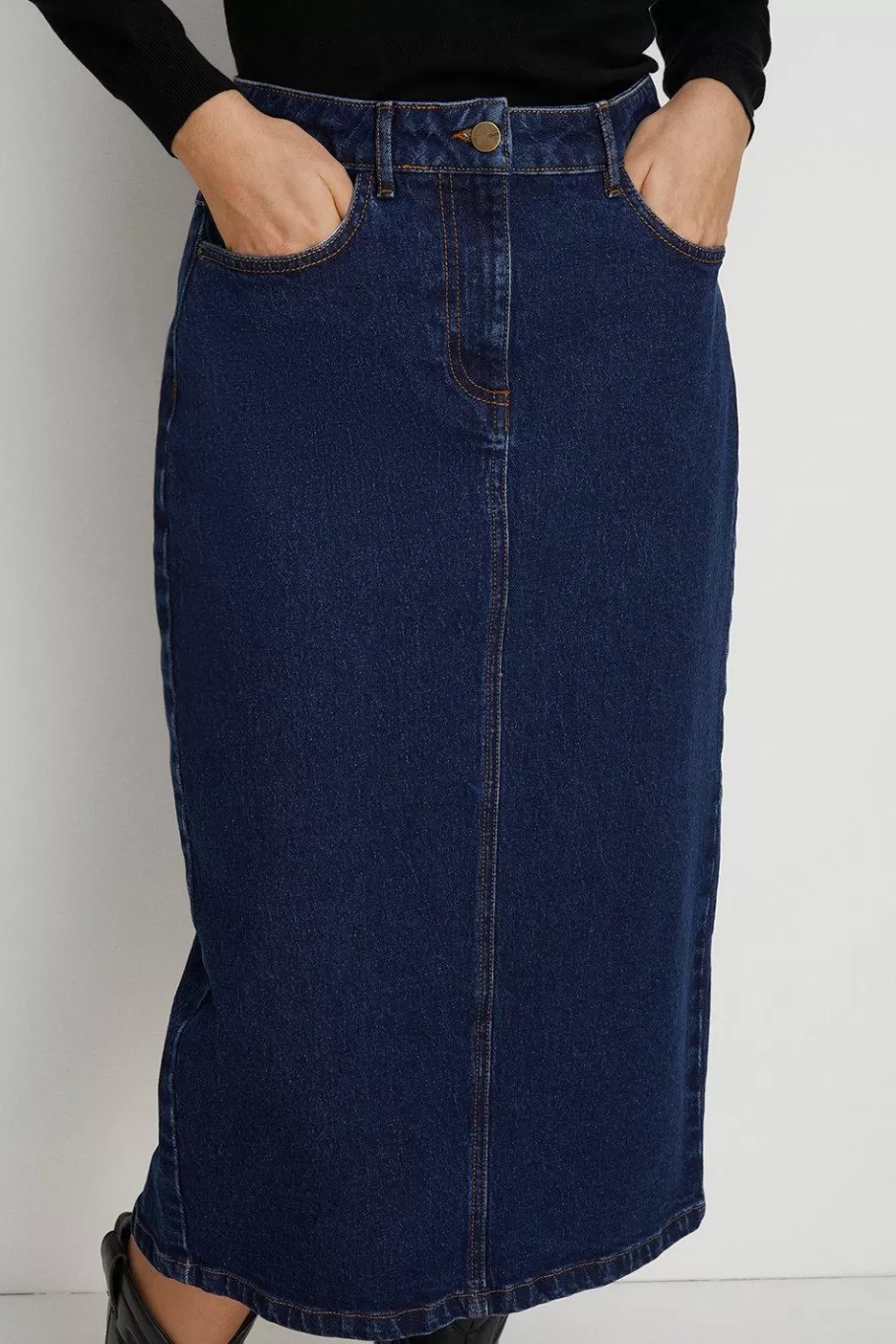 Oasis Straight Denim Midi Skirt Pale Wash Sale