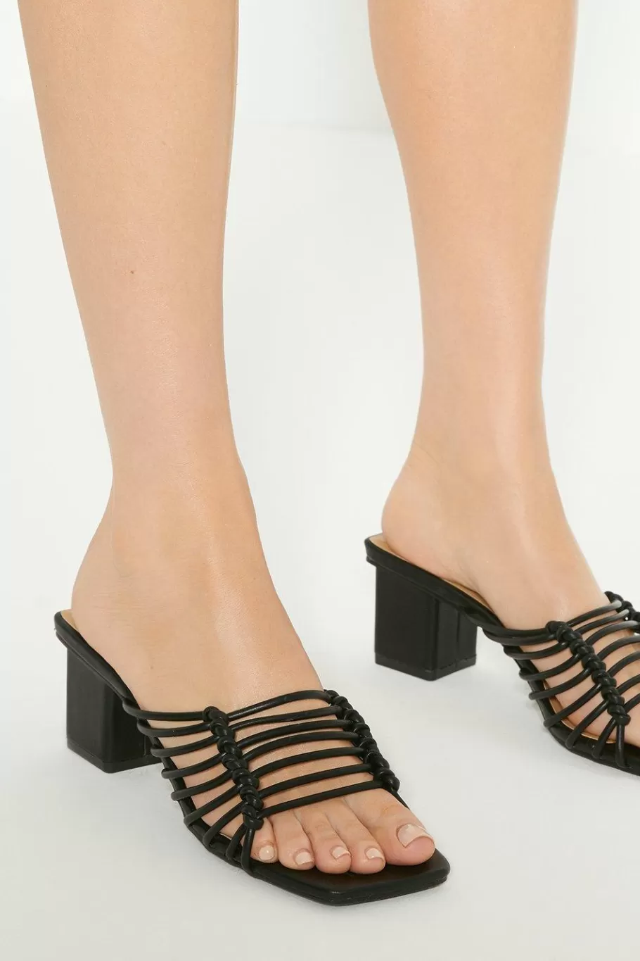 Oasis Strappy Block Heel Mules Black Online