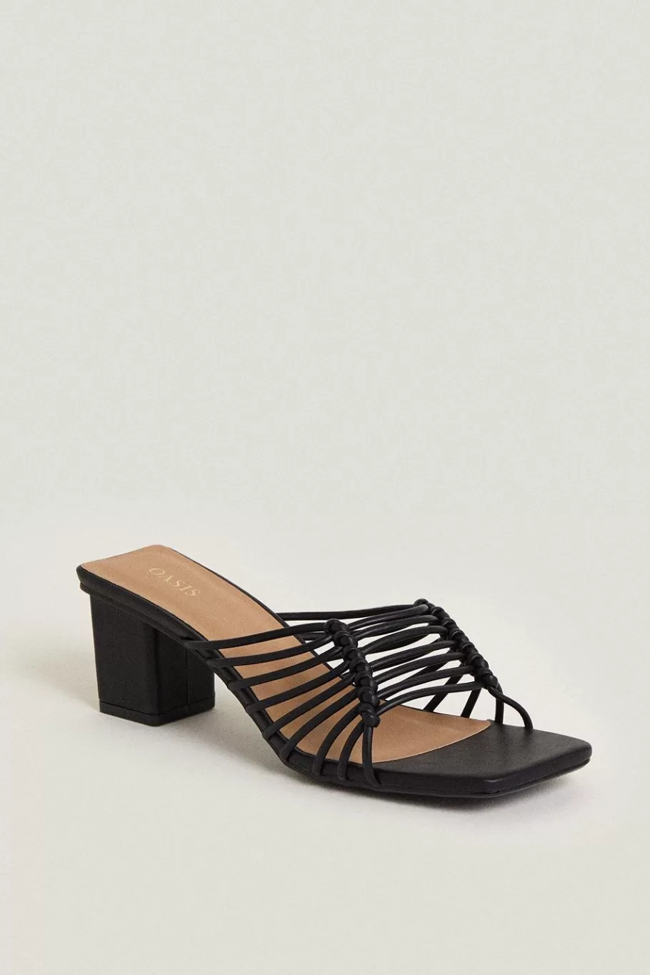 Oasis Strappy Block Heel Mules Black Online