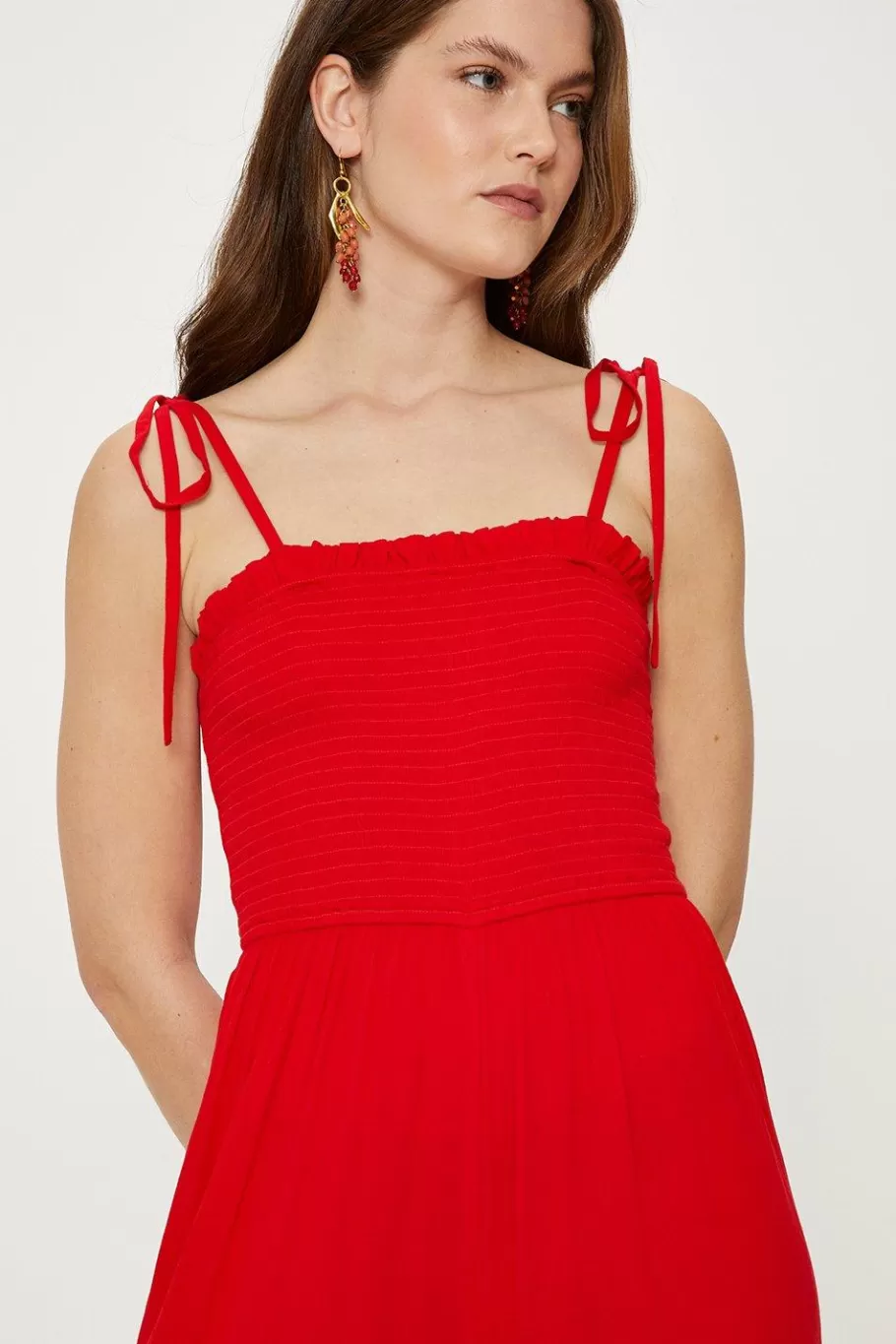 Oasis Strappy Crinkle Shir Jumpsuit Red Flash Sale