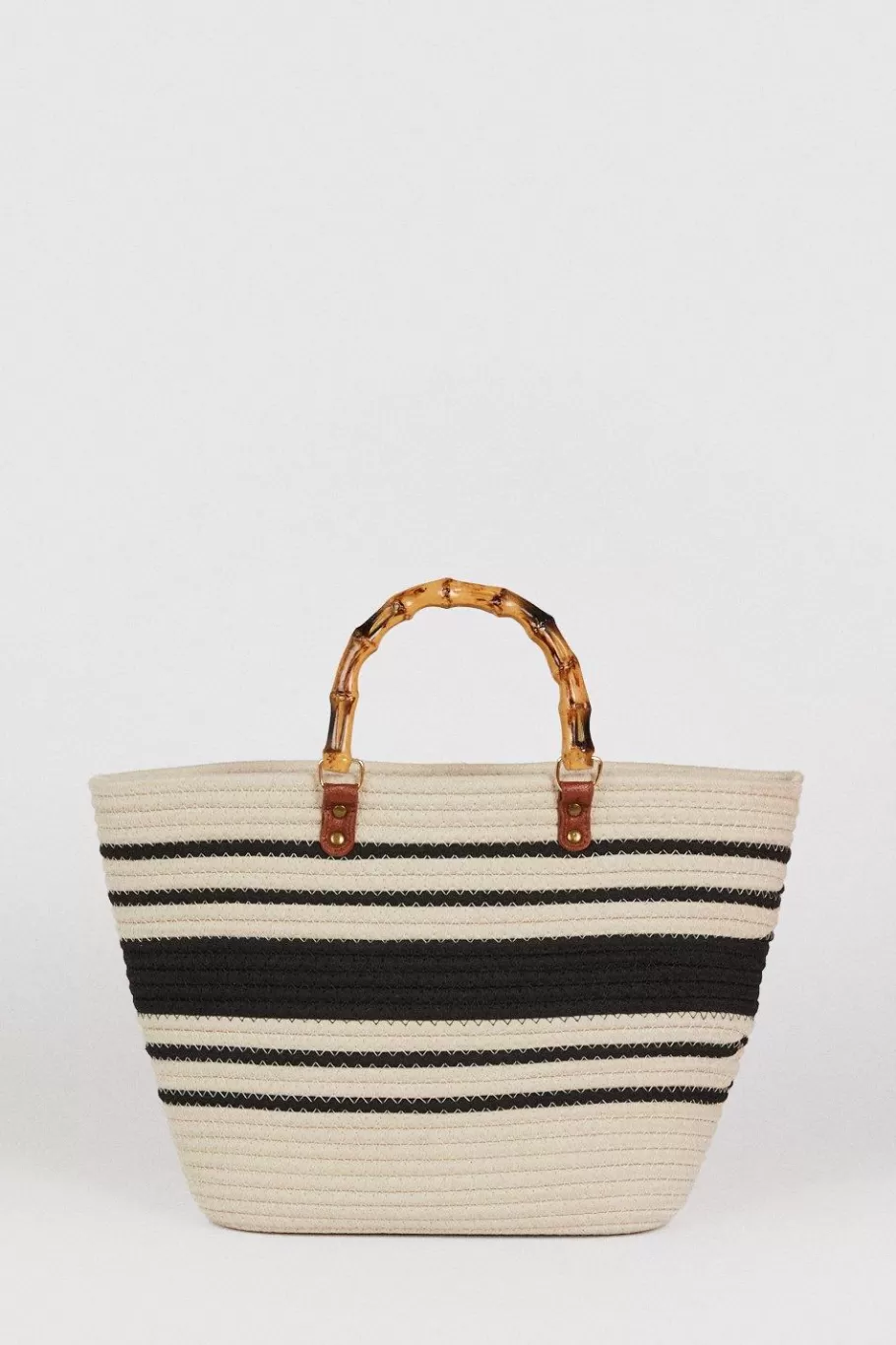 Oasis Stripe Bamboo Handle Detail Bag Mono Sale