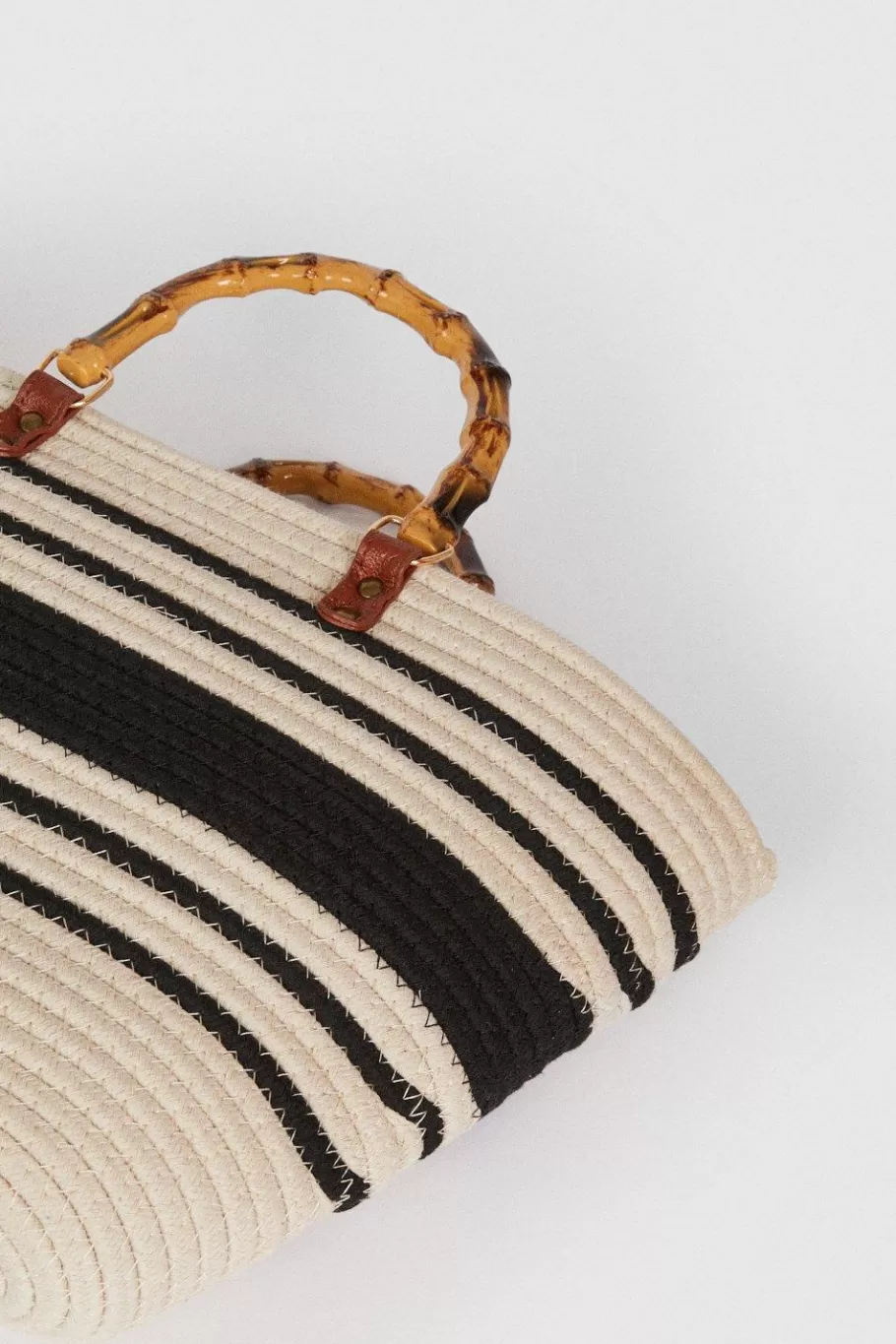 Oasis Stripe Bamboo Handle Detail Bag Mono Sale