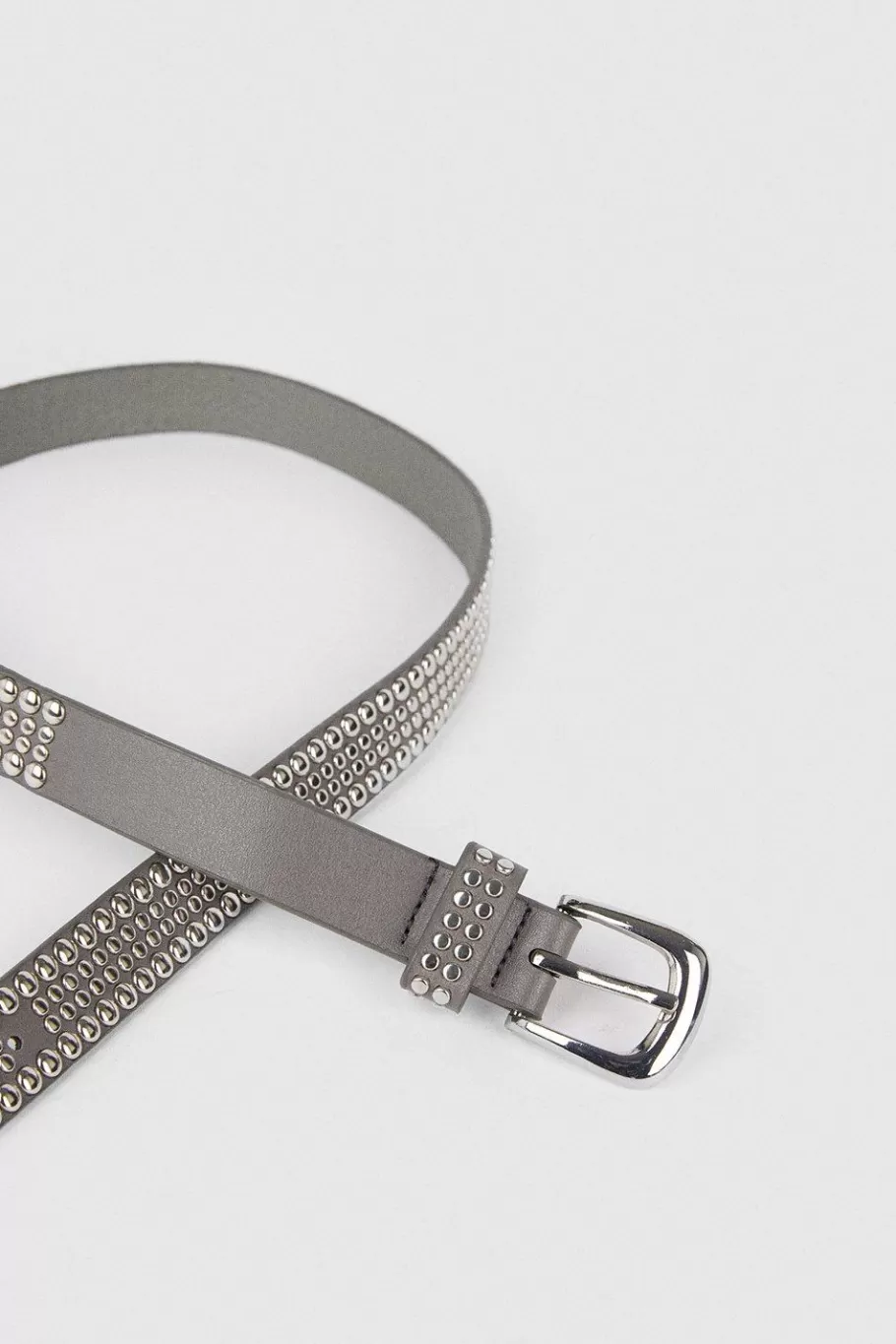 Oasis Stud Detail Faux Leather Belt Grey Clearance