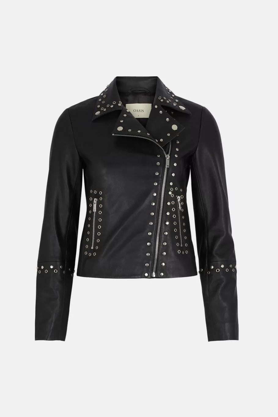 Oasis Studded Leather Jacket Black Best