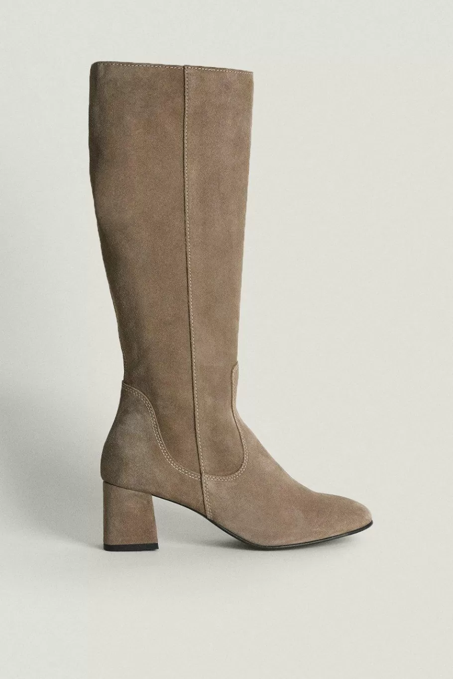 Oasis Suede Knee High Boot Beige Outlet