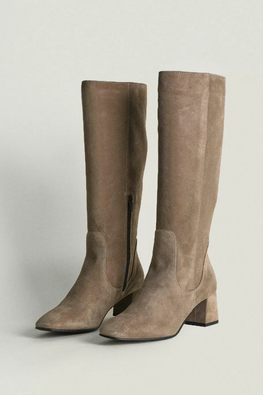 Oasis Suede Knee High Boot Beige Outlet