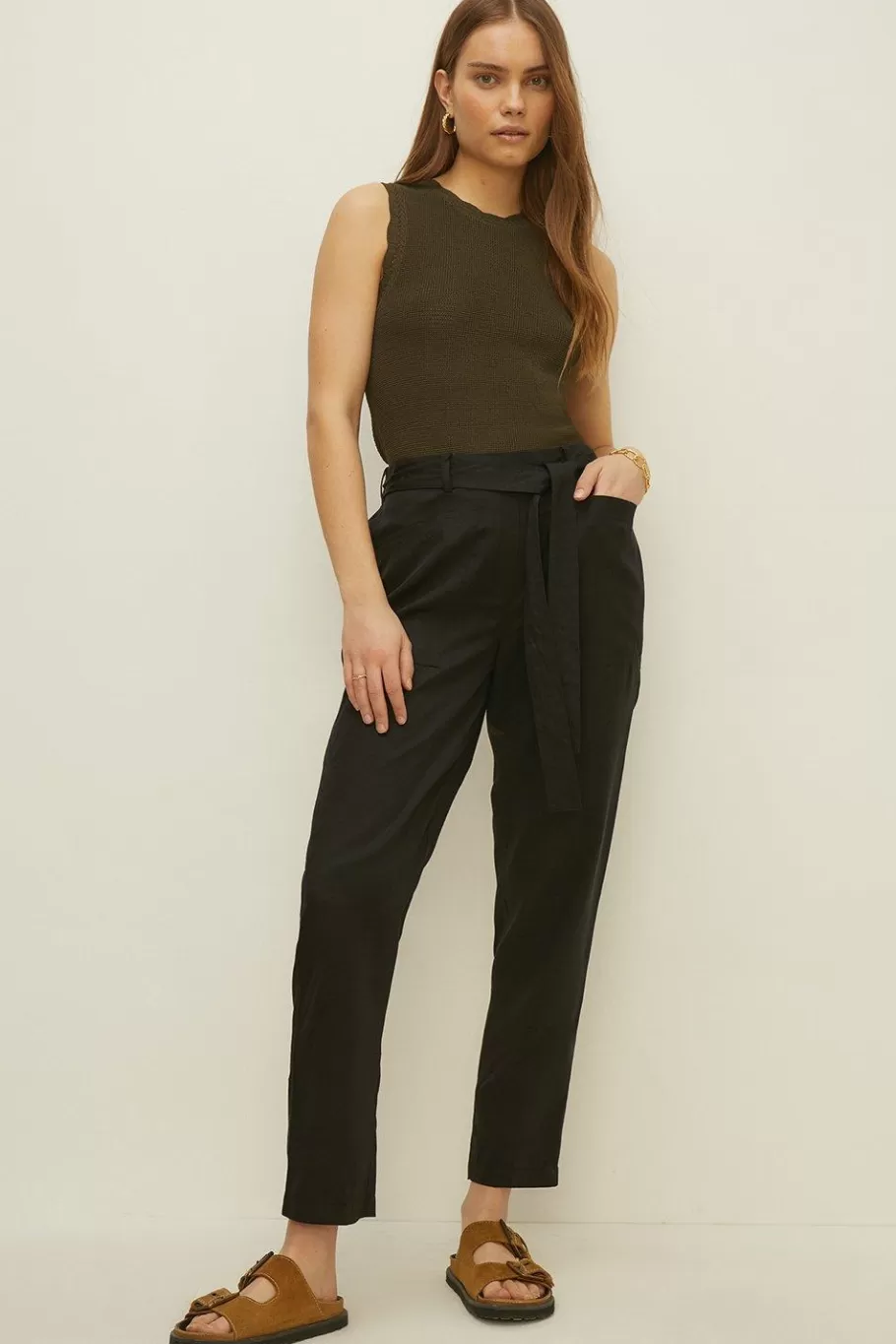 Oasis Tencel Cargo Trouser Black Cheap