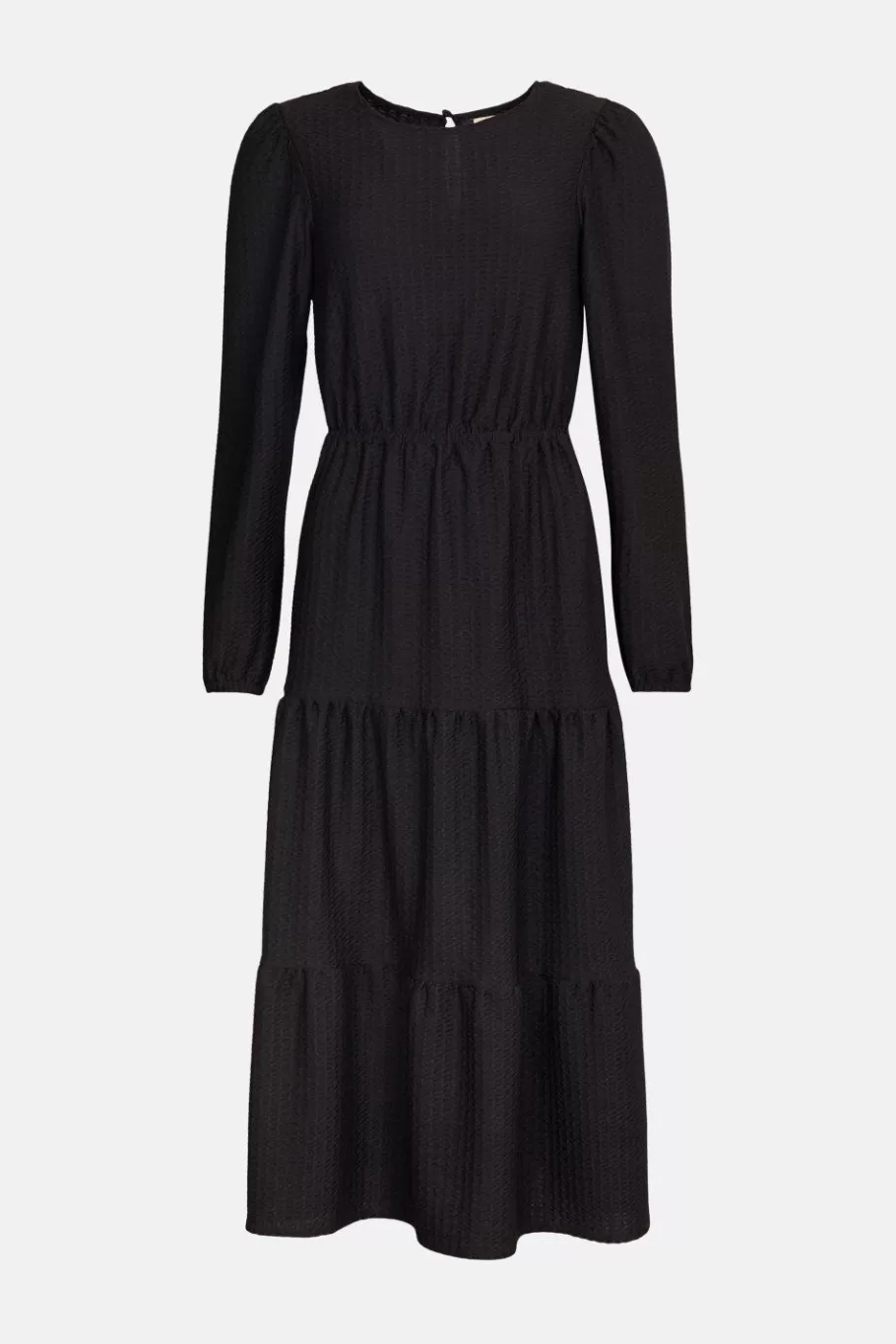 Oasis Textured Tiered Midi Dress Black Best