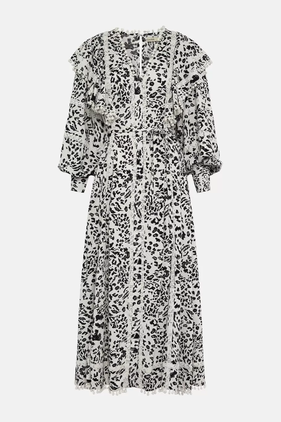 Oasis The Wild Kind Leopard Plunge Midi Dress Mono Best Sale