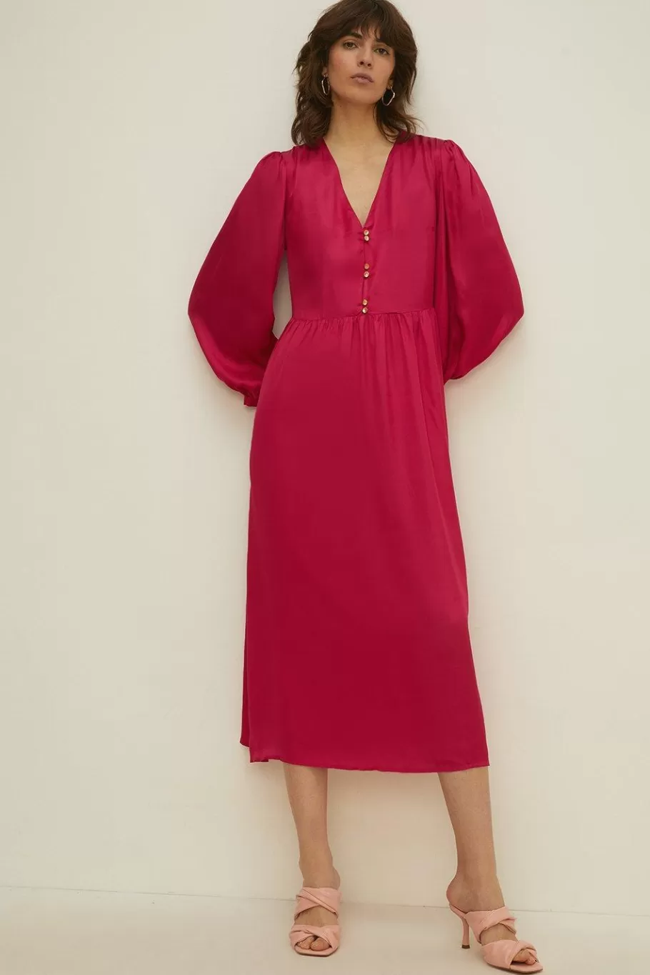 Oasis Tie Side Midi Dress Pink Best Sale