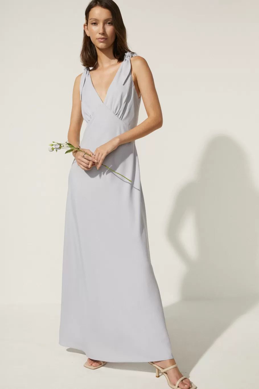 Oasis Tie Strap Bias Cut Maxi Dress Pale Blue Discount