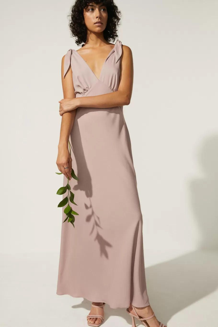 Oasis Tie Strap Bias Cut Maxi Dress Blush Best