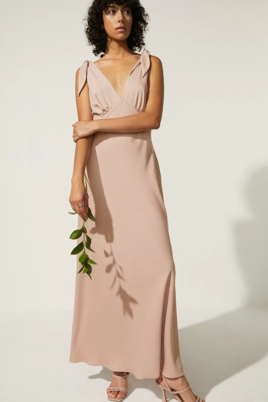 Oasis Tie Strap Bias Cut Maxi Dress Blush Online