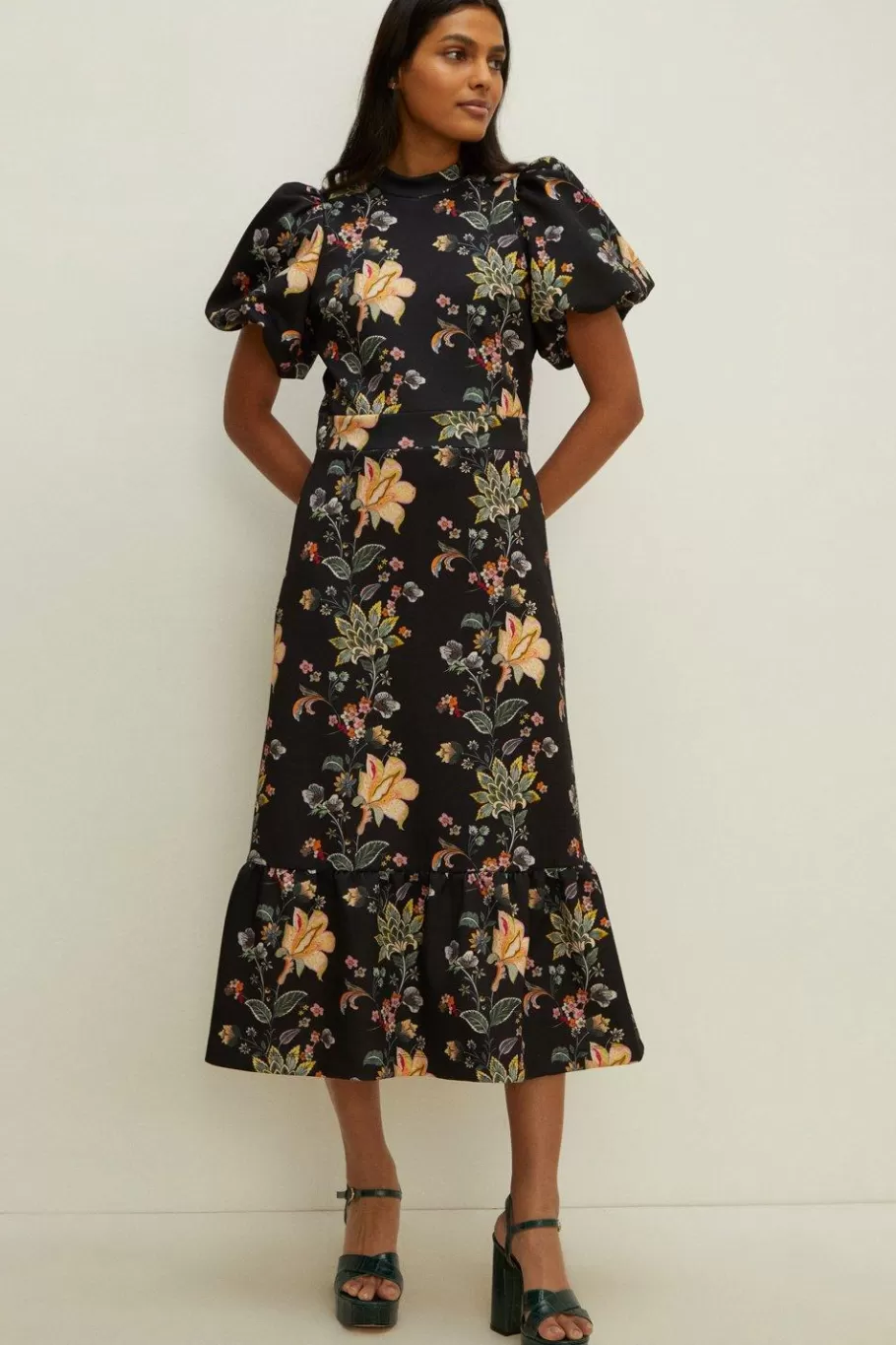 Oasis Trailing Floral Tiered Scuba Midi Dress Multi Outlet