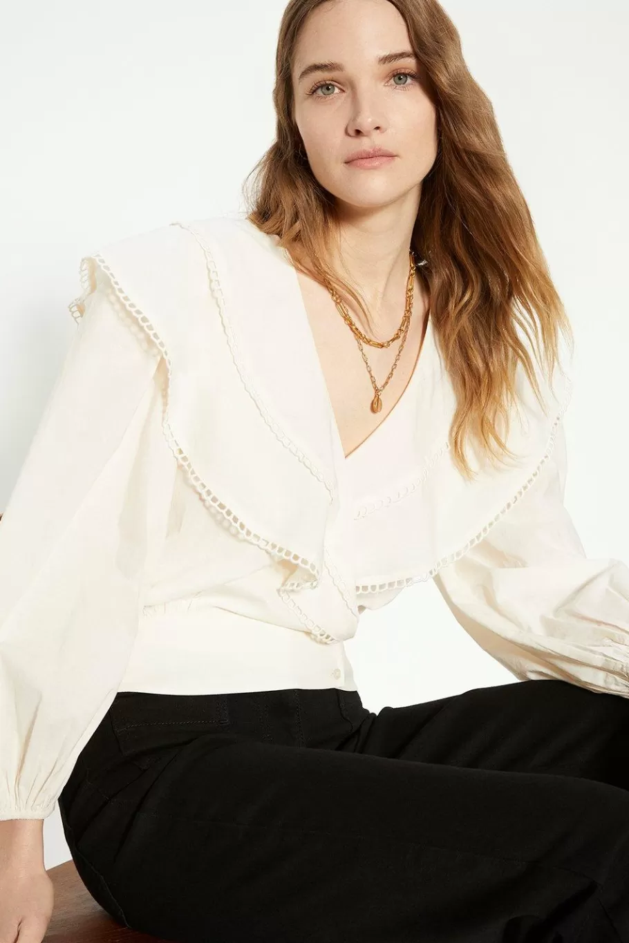 Oasis Trim Detailed Wrap Blouse Ivory Sale