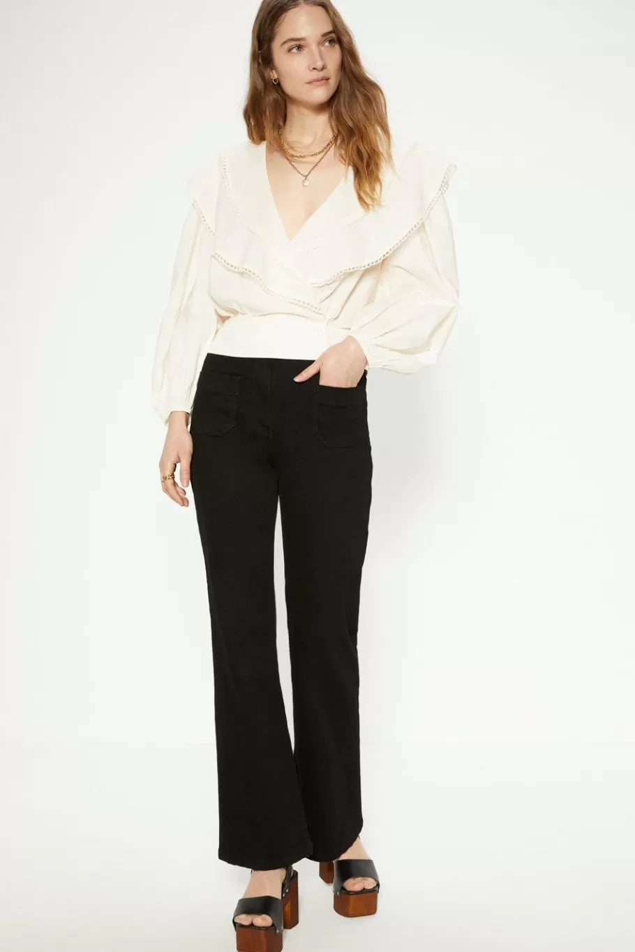 Oasis Trim Detailed Wrap Blouse Ivory Sale