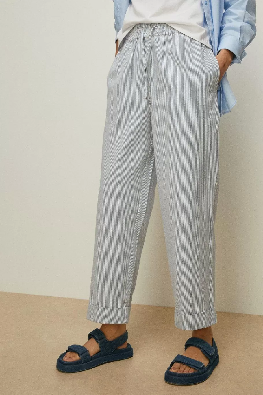 Oasis Turn Up Hem Trouser Stripe Sale