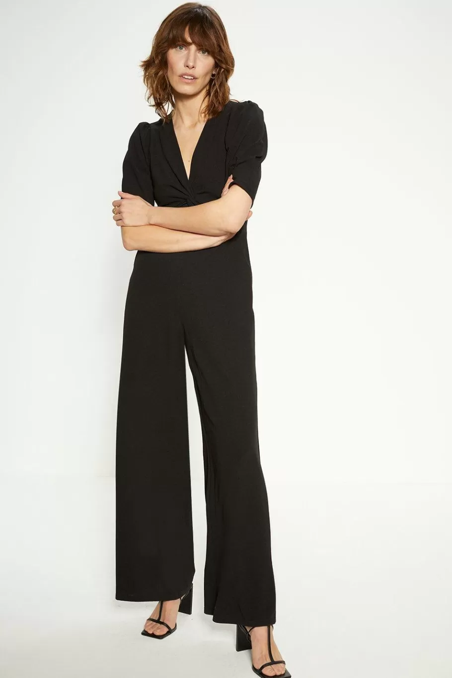 Oasis Twist Front Jersey Crepe Jumpsuit Black Fashion