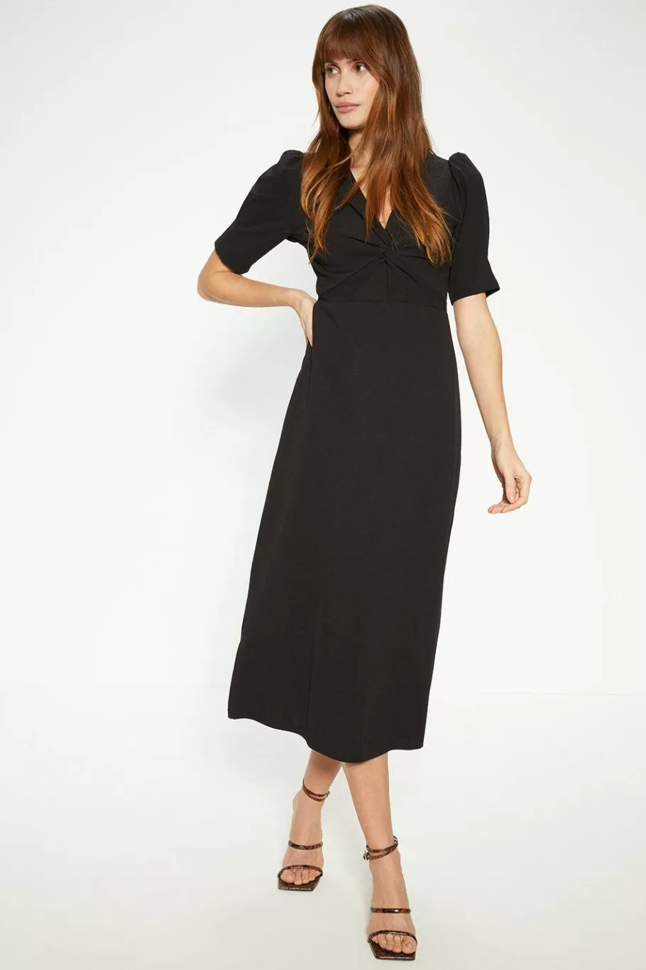 Oasis Twist Front Jersey Crepe Midi Dress Black Shop