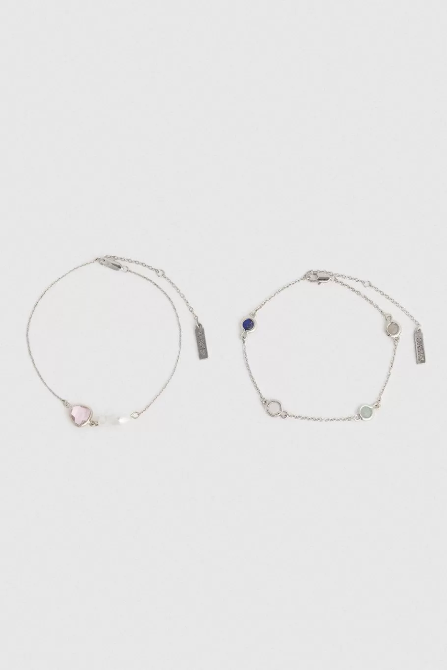 Oasis Two Pack Stone & Pearl Bracelet Silver Store