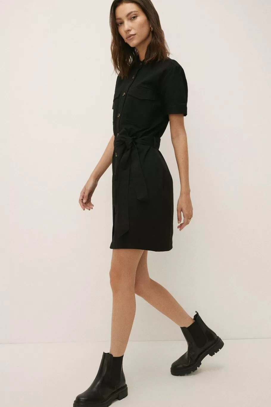 Oasis Utility Mini Dress Khaki Flash Sale