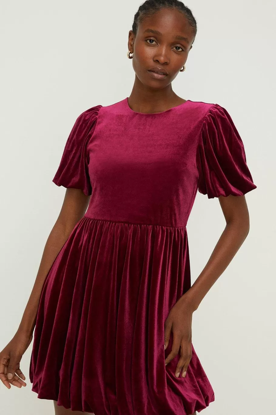 Oasis Velvet Puff Sleeve Mini Dress Pink Flash Sale