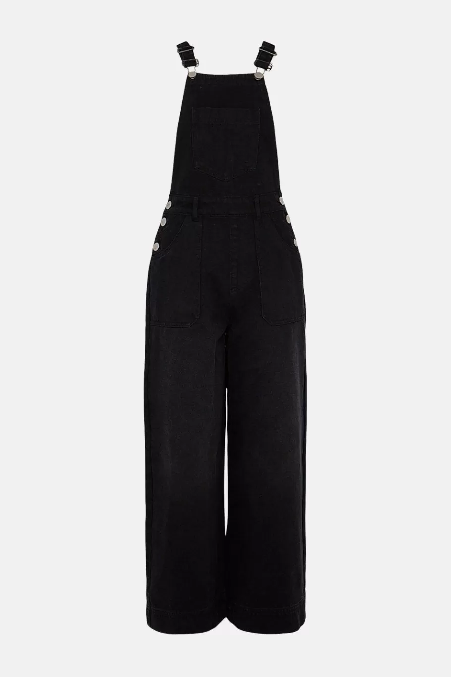 Oasis Wide Leg Crop Dungaree Mid Wash Outlet