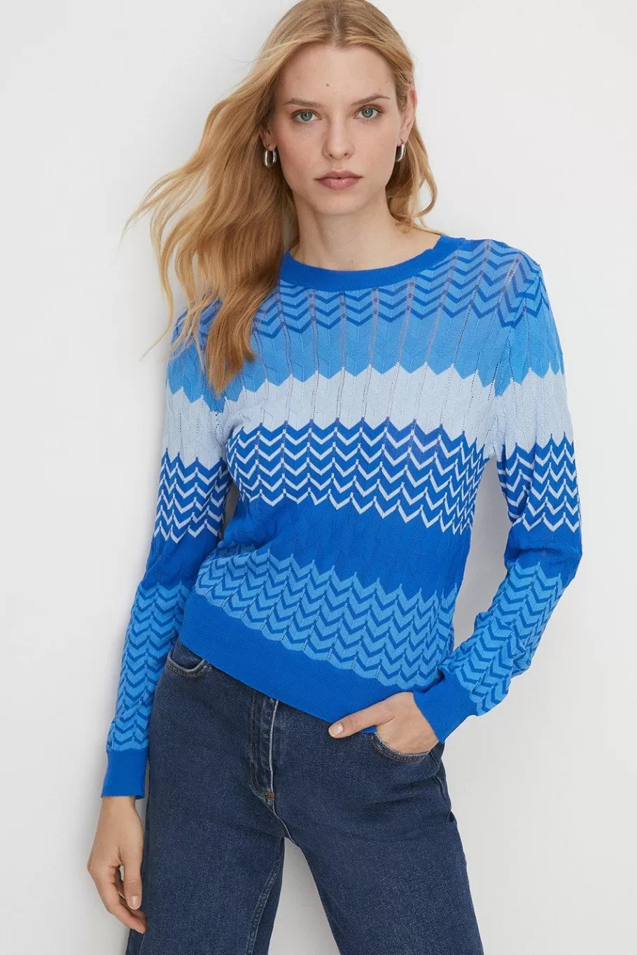 Oasis Zig Zag Stripe Knit Jumper Orange Best Sale